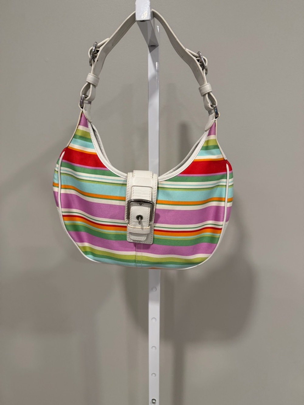 Coach Hampton a multi stripe hobo.